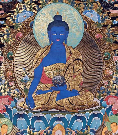Blue Medicine Buddha Or Bhaisajyaguru Thangka The Healing Buddha