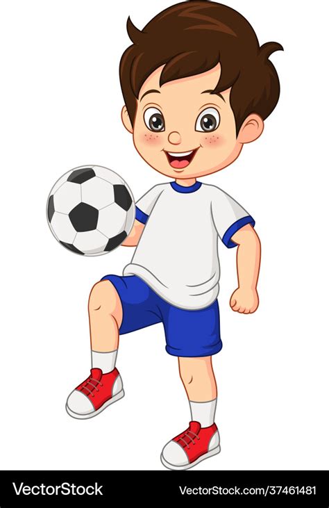 Cartoon Little Boy Playing Football Royalty Free Vector