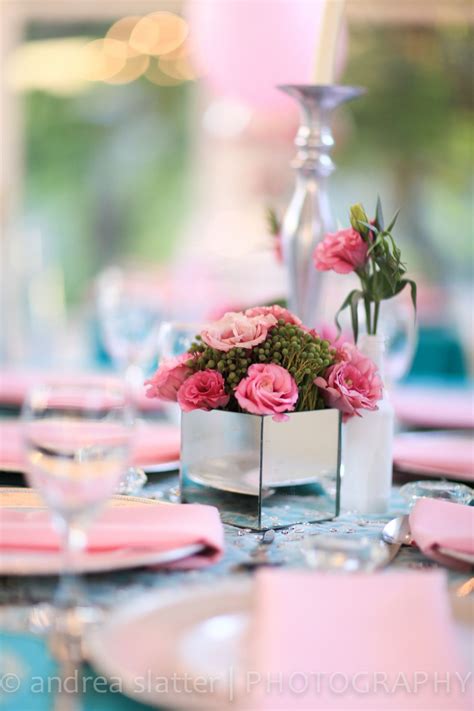 Pretty Pink Dinner Table Setting Bride Shower Go Pink Centerpieces