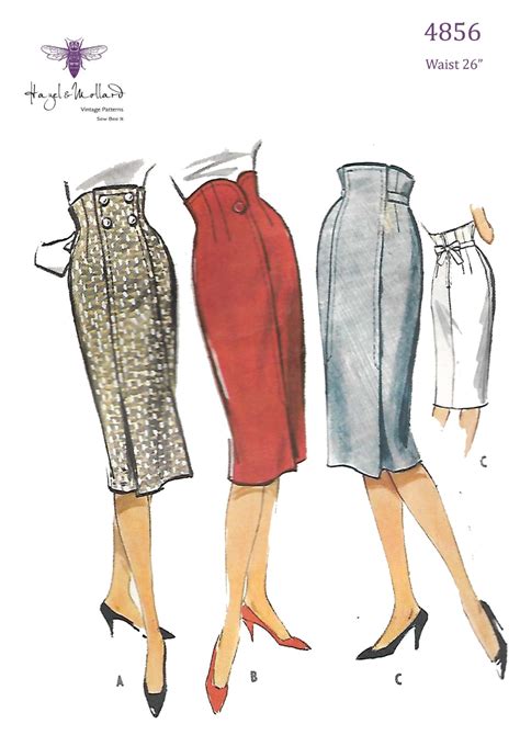 Vintage 1950s Sewing Pattern Wiggle Slim Pencil Skirt Etsy Pencil