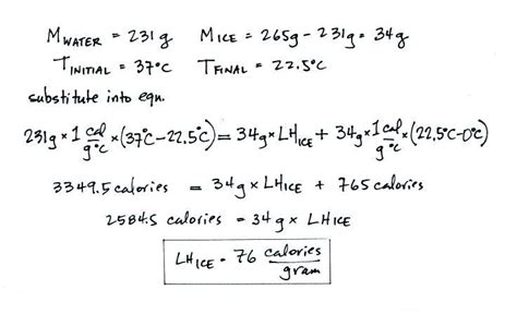 Calculate the latent heat of fusion l for each of the three trials you performed. Experiment #2 - Latent heat of fusion of ice