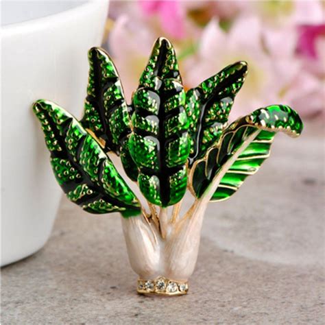 Ekustyee Green Cabbage Brooches Jewelry Pins Metal Cute Plant Vivid