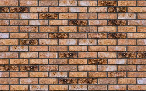 Download Wallpapers Brown Brickwall Close Up Identical Bricks Brown