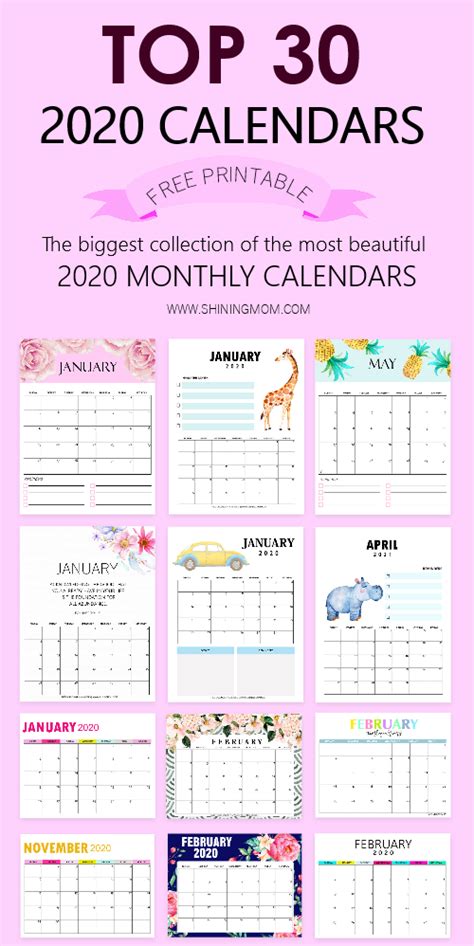 The Best Free Printable 2020 Calendars Gambaran