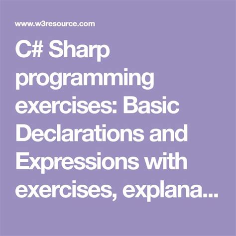 C Sharp Programming Exercises Basic Declarations And Expressions With