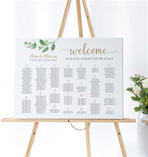 Wedding Seating Chart Template Alphabetical Printable Word Searches