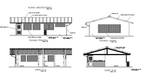 Restaurant Building Elevation Has Given In This Autocad Drawing File The Section View Of The