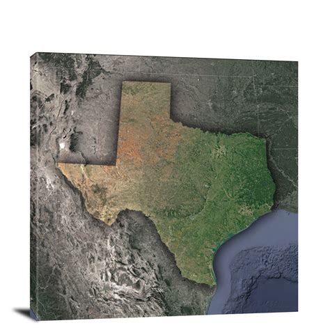 Texas State Satellite Map 2022 Canvas Wrap