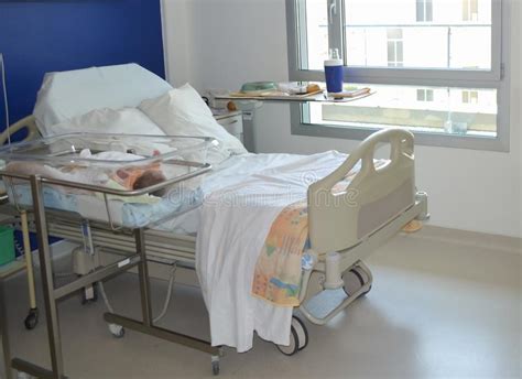 Empty Hospital Bed And Newborn Baby Near The Bed Stock Photo Image Of
