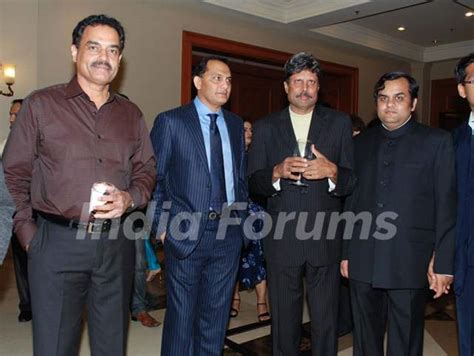 Cricketers Dilip Wengerksar Mohammad Azharuddin And Kapil Dev At The
