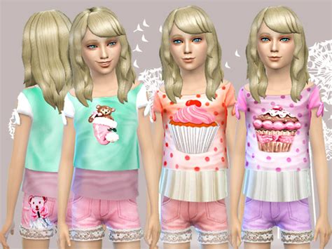 Sweet Child Days Tops And Lace Shorts By Pinkzombiecupcakes At Tsr