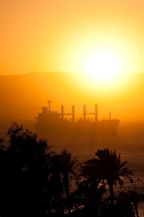 Cargo Ship In The Red Sea Portrait Orientation Stock Image Image Of
