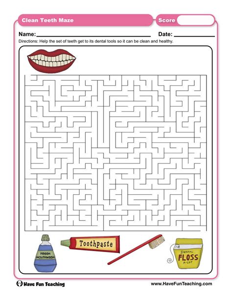 Clean Teeth Maze Worksheet By Teach Simple