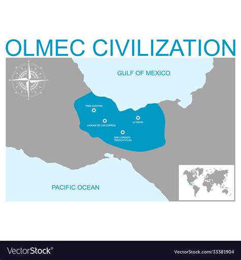 Map With Heartland Olmec Civilization Royalty Free Vector