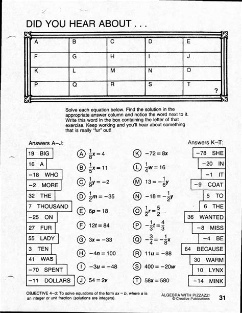 Algebra With Pizzazz Answer Key Pdf Did You Hear About › Athens Mutual