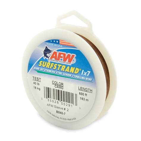 Afw B040 0 Surfstrand Bare 1x7 Stainless Steel Leader Wire 40 Lb