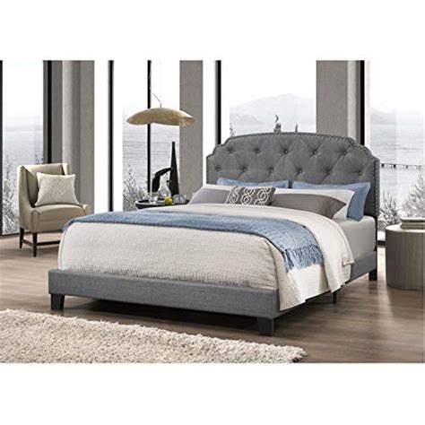 Dg Casa Wembley Tufted Upholstered Panel Bed Frame With Nailhead Trim