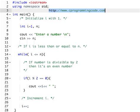 Programming Tutorials C Program To Print Even Numbers Between 1 To 100 Using For And While Loop