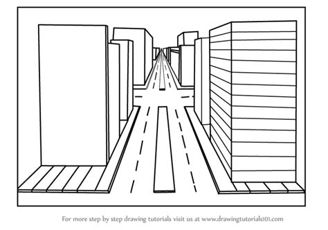 Learn How To Draw One Point Perspective City One Point Perspective
