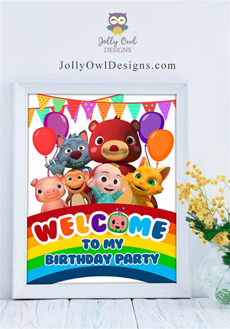 Cocomelon Birthday Party Welcome Sign Digital File Jolly Owl Designs