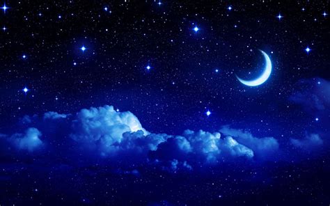 Free Download Night Moon Romance Love Stars Sky Clouds Wallpaper