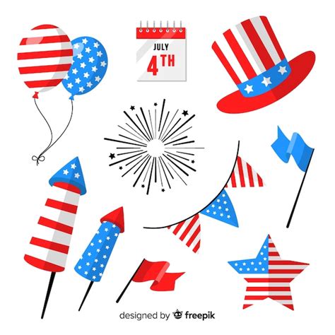 Fourth Of July Element Collection Vector Free Download