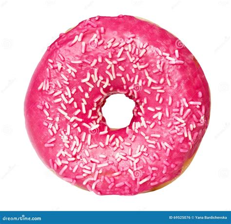 Pink Donut Donuts Sprinkles On Doughnuts Pink Bright Sugar Strands Background Royalty Free Stock