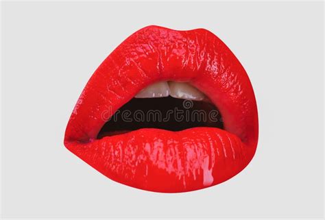Plump Lips Sensual Gloss Lipstick On Lip Woman Mouth Isolated On