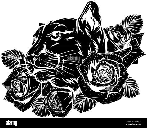 Black Silhouette Of Panther Vector Illustration Design Stock Vector