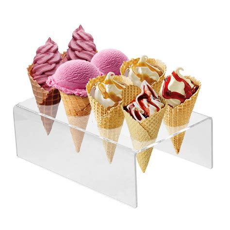 Buy Clear Acrylic Ice Cream Cone Holder With Holes Capacity Waffle Sugar Cones Holders To