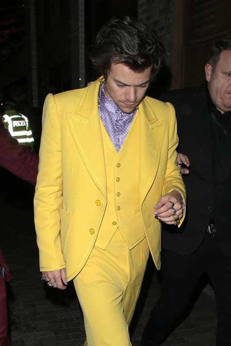 Harry Styles Yellow Marc Jacobs Suit At The Brit Awards 2020 Popsugar
