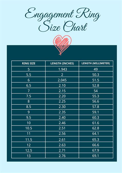 Engagement Ring Size Chart Template In Illustrator Pdf Download