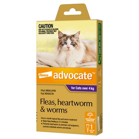 Advocate Fleas Heartworm And Worms For Cats Over 4kg 1 Pack 1 Month