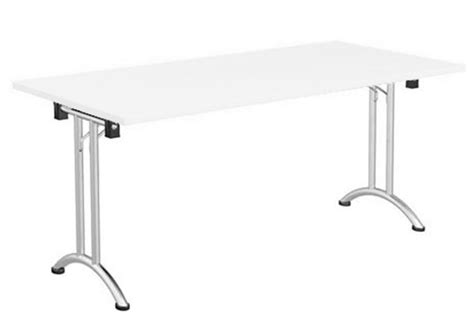 White Folding Rectangular Table Chrome Steel Frame Four Sizes Avon