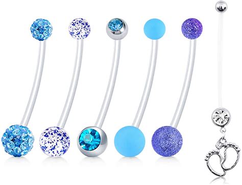 Pregnancy Maternity Flexible Bioplast Long Belly Button Rings Briana Williams Navel Retainer