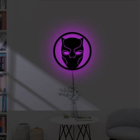 Led Lighted Black Panther Wall Art Neon Sign Black Panther Etsy