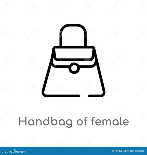 outline handbag of female vector icon isolated black simple line element illustration from