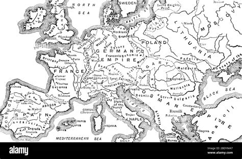 15th Century Europe Map Banque Dimages Noir Et Blanc Alamy