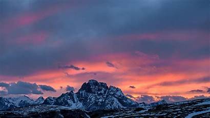 Sunset Mountains Sky Snowy Background Italy Clouds