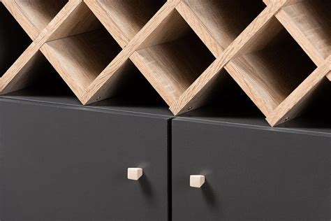 Shop Serafino Modern And Oak Finished Wood Wine Cabinet Dark Grey And Oak