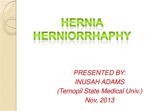 Hernia And Herniorrhaphy