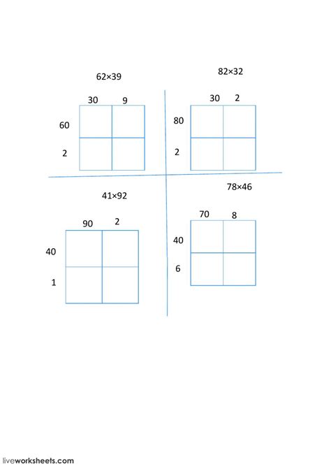 Multiplication Area Models Worksheets