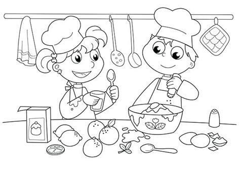 Kitchen in minimalist style coloring page. Cooking Utensils Coloring Pages at GetColorings.com | Free ...