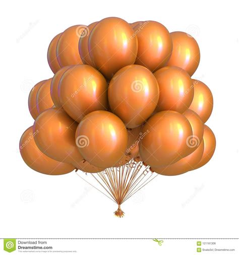 Golden Helium Balloons Bunch Yellow Colorful Decoration Stock