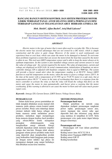 Pdf Rancang Bangun Sistem Kontrol Dan Sistem Proteksi Motor Lisrik