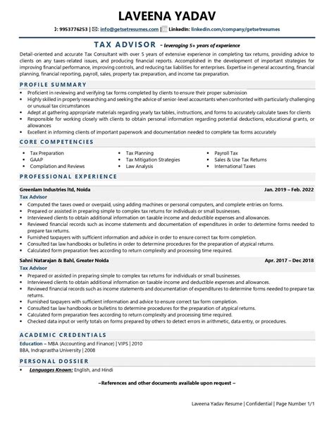 Tax Advisor Resume Examples And Template With Job Winning Tips