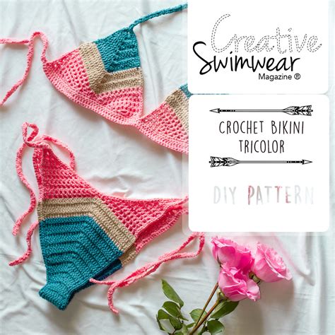 tricolor crochet bikini pattern creative swimwear magazine and trends