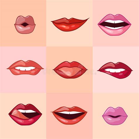 Set Of Beautiful Female Lips Stock Vector Illustration Of Pictogram Shiny 55464789