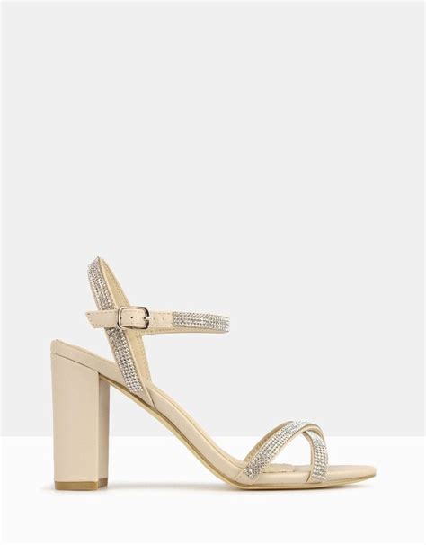 Hopeful Bling Strap Block Heels Nude By Betts Shoesales