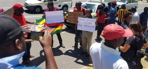 Picszimbos In Cape Town Stage Demo At Hospital Demanding Sick Vp Chiwenga To Be Deported Back